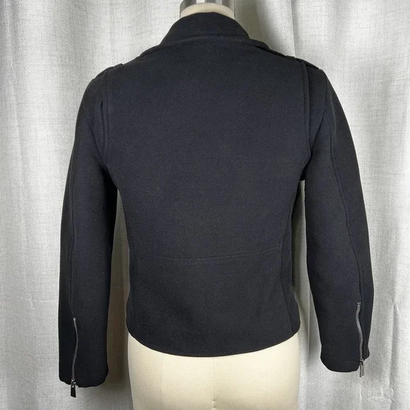 Anine Bing Women's Medium Felt Moto Classic Jacket Black Biker Zippers Punk Rock - Picture 7 of 11